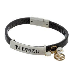 Blessed Leather Magnetic Snakeskin Bracelet